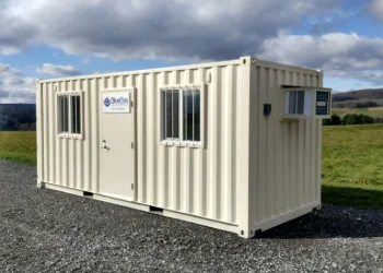 a white custom-size weatherproof and theft-proof storage container